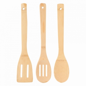 Κουτάλες Κουζίνας Σετ 3τμχ Bamboo Natural 6x0,8x30εκ. Bergner BG00SG1449