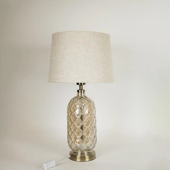 Φωτιστικό Επιτραπέζιο Μεταλλικό-Γυάλινο-Λινό Χρυσό-Μπεζ 33x60εκ. ESTHETI 757-10052