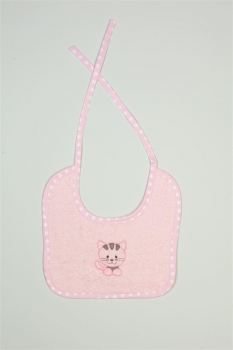 Σαλιάρα Βαμβακερή Με Κέντημα Kitty 136 25x25εκ. Ροζ DimCol
