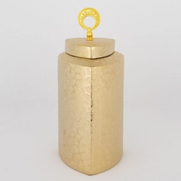 Βάζο Με Καπάκι Κεραμικό Χρυσό 14,5x14,5x32εκ. ESTHETI 752-20113