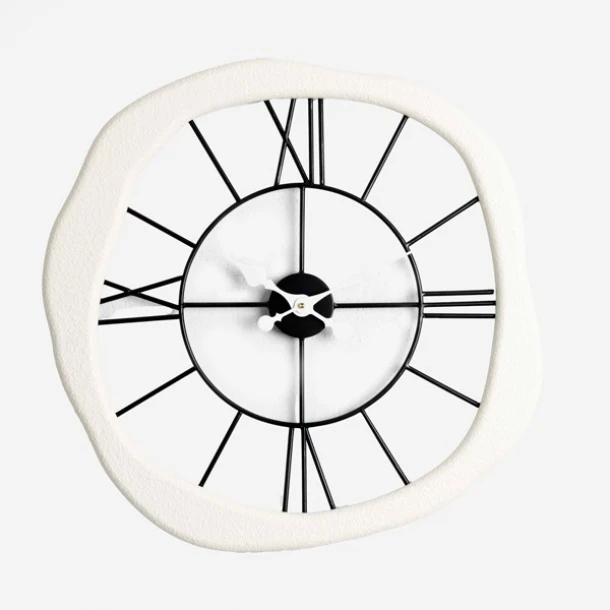 Ρολόι Τοίχου Μεταλλικό-Ξύλινο Λευκό-Μαύρο 61x4x60εκ. ESTHETI 813-10002