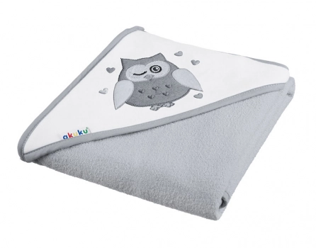 Κάπα Βαμβακερή-Terry 80x80εκ. Κουκουβάγια Γκρι akuku A1238