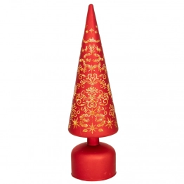 Χριστουγεννιάτικο Δέντρο Περιστρεφόμενο Με Led Μπαταρίας Γυάλινο Κόκκινο 9x9x31εκ. iliadis 90903