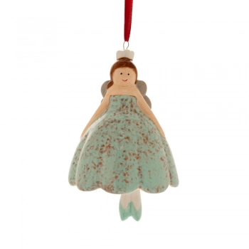 Χριστουγεννιάτικη Μπαλαρίνα Κρεμαστή Κεραμική Σιέλ 8x10εκ. iliadis 86574