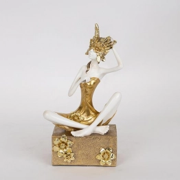 Διακοσμητική Επιτραπέζια Γυναικεία Φιγούρα Polyresin Χρυσή-Λευκή 15,5x10x28εκ. ESTHETI 752-27039