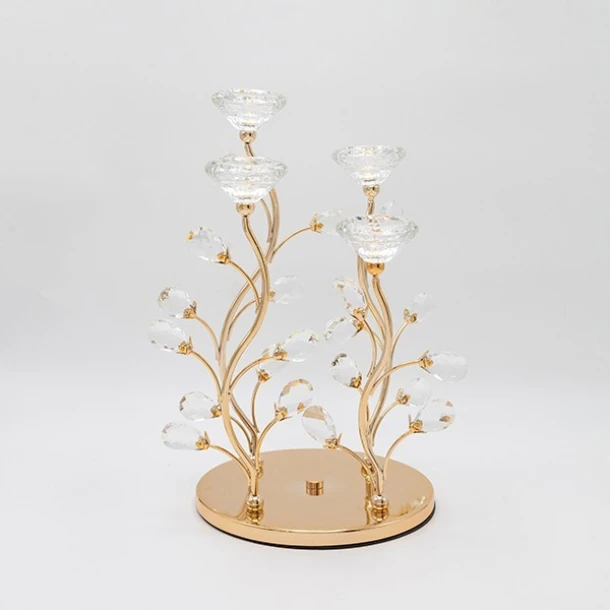 Κηροπήγιο Ρεσώ 4 Θέσεων Μεταλλικό-Γυάλινο Χρυσό 20x34εκ. ESTHETI 819-00234