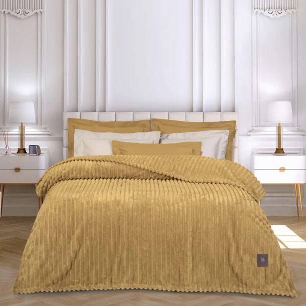 Κουβέρτα Fleece Υπέρδιπλη 220x240εκ. Essential 3488 Ώχρα Greenwich Polo Club