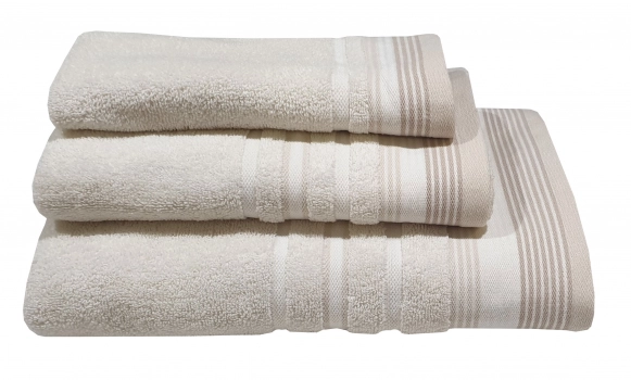 Πετσέτα Βαμβακερή Προσώπου 50x90εκ. Satin Stripe Sand Komvos 7005912-7