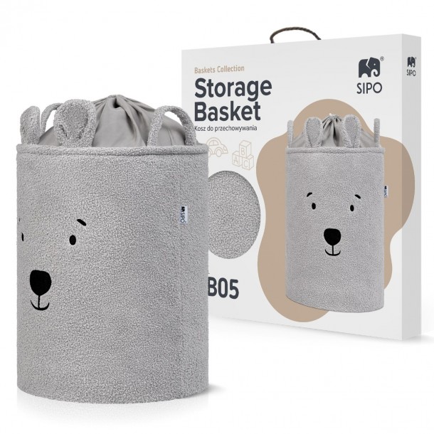 Καλάθι Πολυχρηστικό 35x45εκ/43lt Μπουκλέ Αρκουδάκι Γκρι Sipo Premium SIP-BB05