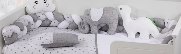 Πάντα Κούνιας Πλεξούδα Polycotton 220εκ. Τρίχρωμη 27 White-Grey DimCol