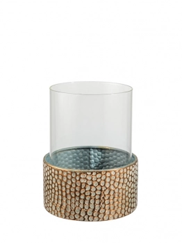 Κηροπήγιο Μεταλλικό Χρυσό Με Γυαλί 12,5x12,5x23,5εκ. Zen Collection 25.55.52288