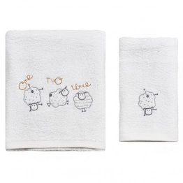 Σετ Πετσέτες 2τμχ Μπεμπέ Βαμβακερές Sheep Γκρι 57595
