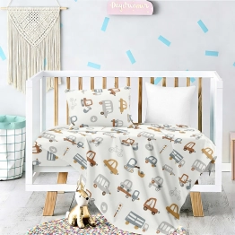 Σετ Σεντόνια Βαμβακοσατέν Κούνιας 120x170εκ. Let's Ride Prime Baby Line Melinen 20005681