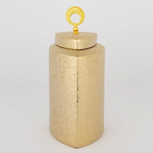 Βάζο Με Καπάκι Κεραμικό Χρυσό 14,5x14,5x32εκ. ESTHETI 752-20113