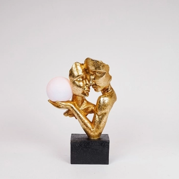 Διακοσμητικό Επιτραπέζιο Ζευγάρι Με Led Polyresin Χρυσό-Μαύρο 21x9,5x31,5εκ. ESTHETI 819-00865