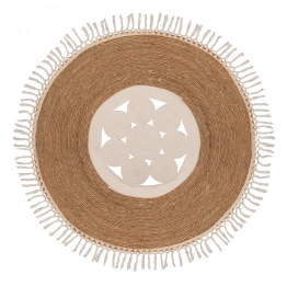 Χαλί Jute-Βαμβακερό Boho Στρογγυλό 100εκ. Καφέ Natural-Μπεζ Με Κρόσσια iliadis 90101