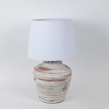 Φωτιστικό Επιτραπέζιο Κεραμικό Αντικέ Λευκό-Μπεζ 25x25x56εκ. ESTHETI 757-10108