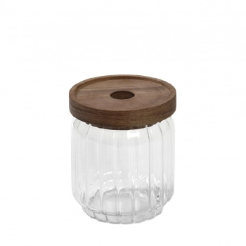 Δοχείο Κουζίνας Γυάλινο Με Καπάκι Ξύλινο Ακακίας 500ml-9x10εκ. ESPIEL TUL102K6