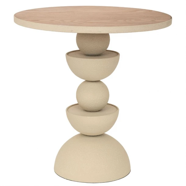 Τραπεζάκι Σαλονιού Μεταλλικό Με Ξύλινη Επιφάνεια Κρεμ 46x46x49εκ. iliadis 92550