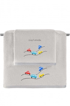 Σετ 2τμχ Βρεφικές Πετσέτες Βαμβακερές Roadtrip Natural-Silver Guy Laroche