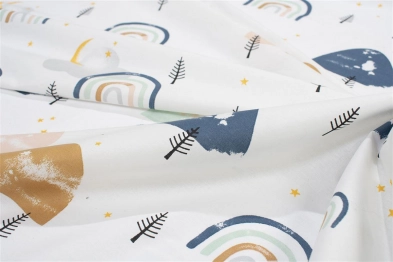 Πάνα Χασέ Βαμβακερή 80x80εκ. Rainbow 574 White-Blue DimCol