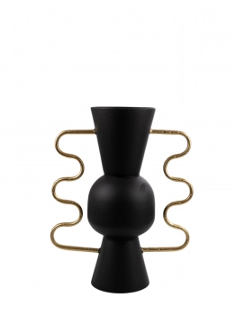 Βάζο Με Χερούλια Μεταλλικό Μαύρο-Χρυσό 30x15x40εκ. Zen Collection 25.17.51548