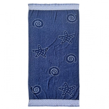 Πετσέτα Θαλάσσης Ζακάρ 75x150εκ. Μονόχρωμη Μπλε Summer tiempo 42-825