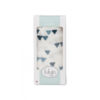 Μουσελίνα Bamboo-Βαμβακερή 120x120εκ. Πολλαπλών Χρήσεων Navy Triangles Swaddling Lulujo LJ145
