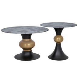 Σετ 2τμχ Τραπεζάκια Σαλονιού Μεταλλικά-Κεραμικά Μαύρα-Χρυσά- Marble Φ80x45εκ./Φ52x52εκ. iliadis 91727