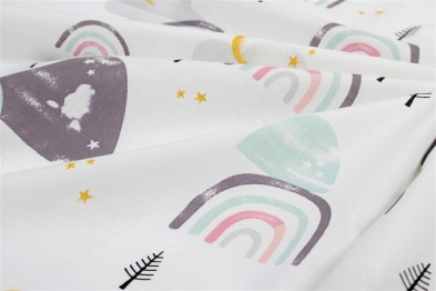 Σεντόνι Μεμονωμένο Βαμβακερό Λίκνου 80x110εκ. Rainbow 575 White-Pink Dimcol