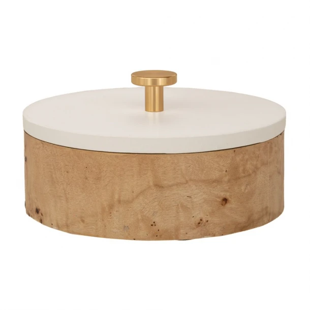 Κουτί Ξύλινο Στρογγυλό Με Λευκό Καπάκι 14x8εκ. iliadis 88982