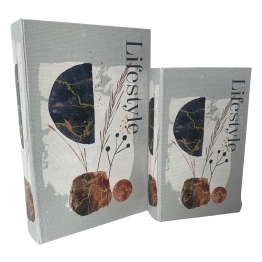 Διακοσμητικό Κουτί Βιβλίο Σετ 2τμχ Ξύλινο Γκρι ESPIEL 30x20x6,5εκ.-24x15x4,5εκ. BIB112