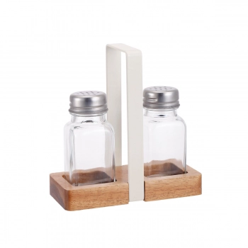 Σετ Αλατοπίπερο Με Ξύλινη Βάση 6,2x14x13,4εκ. Allure Ivory Estia 01-37284