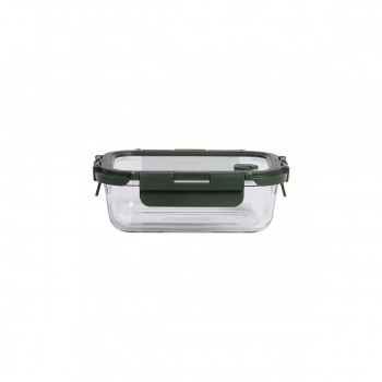 Φαγητοδοχείο Γυάλινο 2 Θέσεων 660ml-17x12,5x5,2εκ. Olive Click & Seal Estia 01-39653