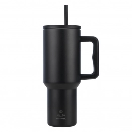 Θερμός Ανοξείδωτος Straw Tumbler XL 14,5x10x26εκ.-1200ml Midnight Black Save The Aegean Estia 01-32180