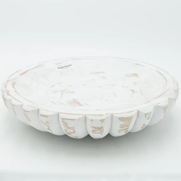 Διακοσμητική Πιατέλα Ξύλινη Λευκή-Καφέ 28x6εκ. ESTHETI 819-00404