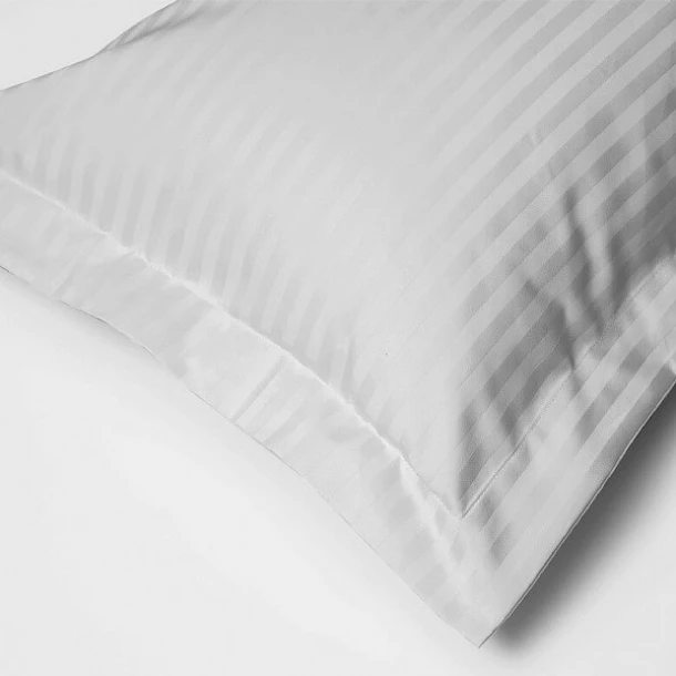 Μαξιλαροθήκη Oxford Βαμβακερή 53x73+5εκ. Λευκή 300TC Satin Stripe