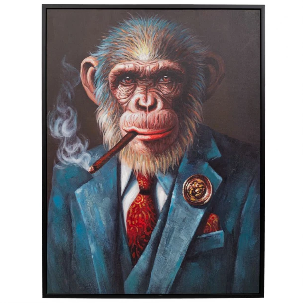 Πίνακας Χειροποίητος Με Γορίλα Σε Μαύρη Κορνίζα 94x123εκ. iliadis 92501