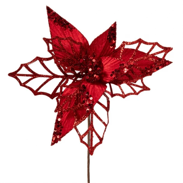 Χριστουγεννιάτικο Κλαδί Αλεξανδρινό Κόκκινο Glitter Φ26x45εκ. iliadis 90693