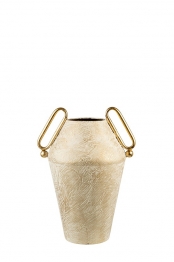 Βάζο Μεταλλικό Χρυσό-Λευκό Με Χερούλια 25x19x34εκ. Zen Collection 26.1.52221