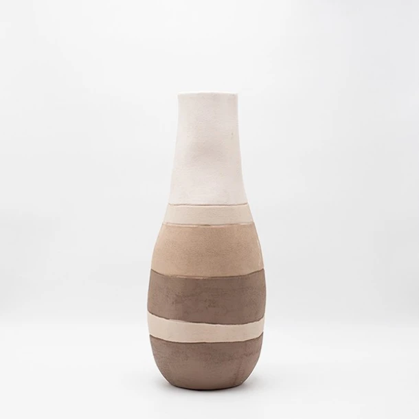 Βάζο Κεραμικό Εκρού-Μπεζ-Καφέ 18x44,5εκ. ESTHETI 819-00292