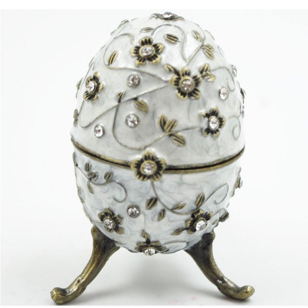 Διακοσμητικό Κουτάκι Μινιατούρα Αυγό Λευκό Με Σμάλτο & Στρας Royal Art 10εκ. BOS5659CR