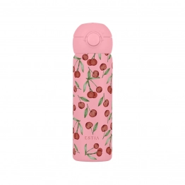 Θερμός Παιδικός Ανοξείδωτος Με Στόμιο Cherry Rose 470ml-7x7x22εκ. Save The Aegean Estia 01-55370
