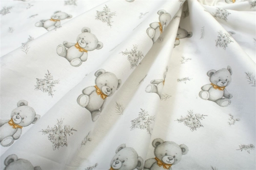 Πάνα Χασές Bebe Βαμβακερή 80x80εκ. Newborn Bear 717 White-Grey DimCol
