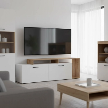 Έπιπλο τηλεόρασης Tobler pakoworld σε oak- λευκή απόχρωση 170x40x53εκ