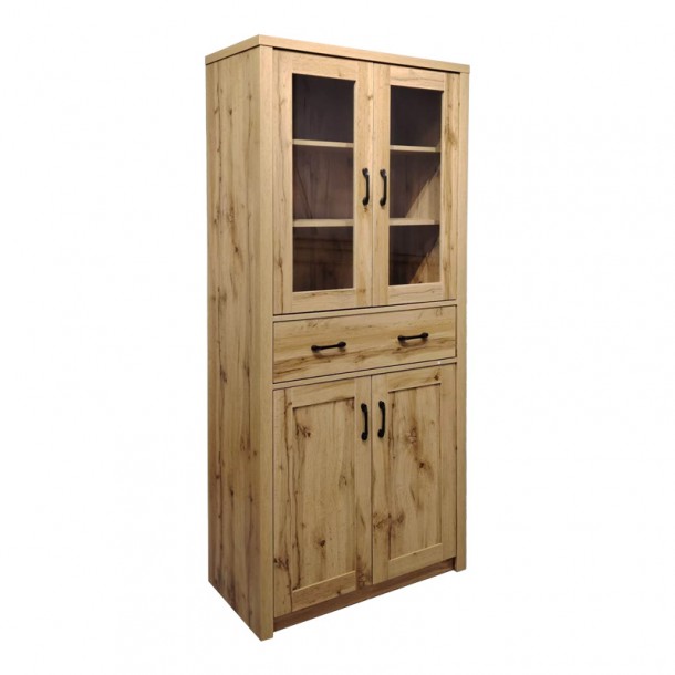 Βιτρίνα-ντουλάπα Nisso pakoworld σε oak απόχρωση 80x40x183.5εκ