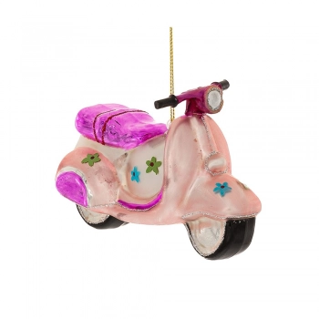 Χριστουγεννιάτικη Βέσπα Κρεμαστή Γυάλινη Ροζ 11,5x5x7εκ. iliadis 87564