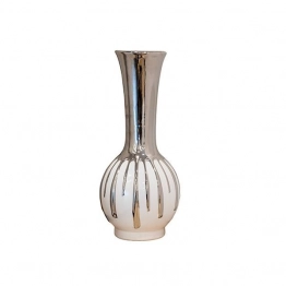 Βάζο Κεραμικό Λευκό-Ασημί 16,5x16,5x33,5εκ. ESTHETI 819-01504