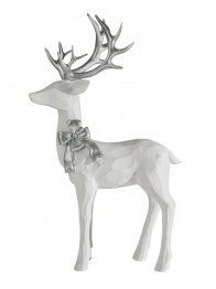 Χριστουγεννιάτικος Διακοσμητικός Τάρανδος Polyester Λευκός-Ασημί 17,7x7,2x29,5εκ. Zen Collection 25.42.51981