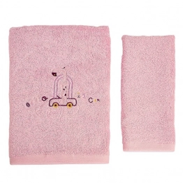 Σετ Πετσέτες 2τμχ Μπεμπέ Βαμβακερές Giraffe Pink 50261